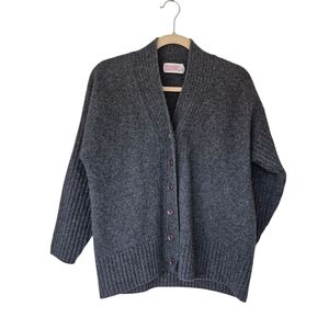 Stefanel Italy Virgin Wool Gray Knit Cardigan Button Front Minimalist